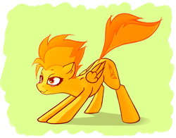 Size: 1845x1443 | Tagged: safe, artist:o0o-bittersweet-o0o, spitfire, pegasus, pony, g4, blushing, digital art, female, iwtcird, mare, meme, raised tail, simple background, sketch, smiling, solo, spread legs, spreading, stretching, tail, wings, wonderbolts