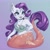 Size: 1920x1920 | Tagged: safe, artist:faline-art, rarity, cat, mermaid, anthro, g4, catified, cute, female, horn, mermaidized, mermarity, raricat, solo, species swap, what has magic done