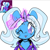 Size: 665x665 | Tagged: safe, artist:bunxl, gameloft, trixie, pony, unicorn, alternate hairstyle, babysitter trixie, bust, clothes, drink, female, gameloft interpretation, hand, hoodie, magic, magic hands, one eye closed, pigtails, solo, twintails, wink