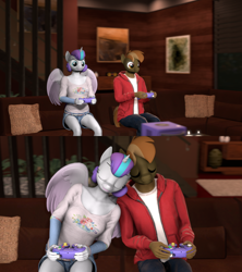 Size: 1920x2160 | Tagged: safe, artist:eltorus19, button mash, princess flurry heart, alicorn, anthro, g4, 3d, controller, crack shipping, female, flurrybutton, gamecube controller, male, shipping, source filmmaker, straight, video game