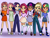 Size: 2048x1536 | Tagged: safe, artist:saltymango, applejack, fluttershy, pinkie pie, rainbow dash, rarity, sci-twi, sunset shimmer, twilight sparkle, human, g4, alternate clothes, alternate hairstyle, clothes, converse, dress, glasses, humane five, humane seven, humane six, humanized, long socks, looking at you, miniskirt, overalls, plaid skirt, shoes, skirt, smiling, socks, thigh highs, thigh socks