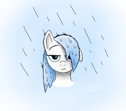 Size: 1047x929 | Tagged: safe, artist:nebulafactory, pony, bust, digital art, female, looking at you, portrait, practice drawing, rain, sad, solo