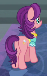 Size: 184x295 | Tagged: safe, screencap, spoiled rich, earth pony, pony, a horse shoe-in, g4, butt, cropped, female, mare, plot, solo
