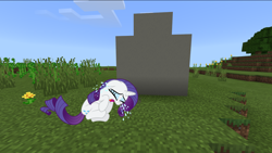 Size: 1360x766 | Tagged: safe, rarity, g4, crying, grave, minecraft, rest in peace