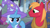 Size: 1920x1080 | Tagged: safe, screencap, big macintosh, trixie, earth pony, pony, unicorn, a horse shoe-in, g4, cape, clothes, duo, female, hat, male, mare, stallion, trixie's cape, trixie's hat