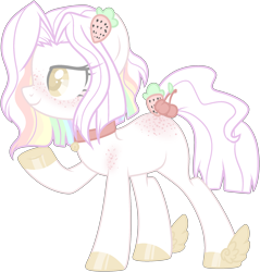 Size: 2084x2178 | Tagged: safe, artist:azrealrou, oc, oc only, oc:strawberry cream az, earth pony, pony, butt freckles, collar, colored pupils, female, freckles, high res, mare, raised hoof, simple background, smiling, solo, transparent background