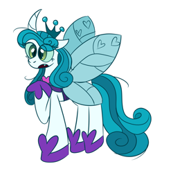 Size: 1000x1000 | Tagged: safe, artist:rubyg242, queen chrysalis, changedling, changeling, changeling queen, g4, a better ending for chrysalis, cute, cutealis, female, hoof shoes, jewelry, purified chrysalis, regalia, simple background, solo, white background