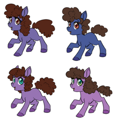 Size: 750x750 | Tagged: safe, artist:jitterbugjive, oc, oc only, earth pony, pony, colored hooves, colt, curly mane, curly tail, female, filly, foal, happy, magical gay spawn, male, offspring, open mouth, simple background, white background