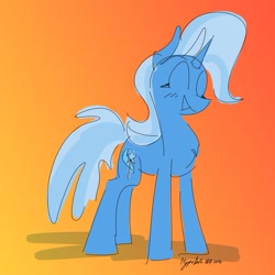 Size: 1024x1025 | Tagged: safe, artist:hyper dash, trixie, pony, unicorn, g4, eyes closed, female, happy, mare, smiling, solo, standing