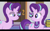 Size: 1280x800 | Tagged: safe, artist:agrol, artist:forgalorga, ocellus, starlight glimmer, changeling, pony, unicorn, headmare of the school, g4, book, bookbug, caught, disguise, disguised changeling, duo, fake starlight glimmer, female, looking at each other, mare, school of friendship, self ponidox, starlight glimmer is not amused, unamused, youtube link