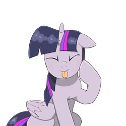 Size: 1280x1280 | Tagged: safe, artist:digiral, twilight sparkle, alicorn, pony, g4, cute, eyes closed, female, floppy ears, simple background, solo, tongue out, twiabetes, twilight sparkle (alicorn), white background