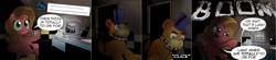 Size: 3620x800 | Tagged: safe, artist:wadusher0, oc, oc:pun, earth pony, pony, ask pun, ask, comic, crossover, five nights at freddy's, food, freddy fazbear, pizza, television
