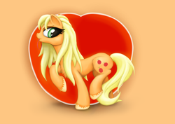 Size: 4960x3508 | Tagged: safe, artist:itchystomach, applejack, earth pony, pony, g4, apple, concave belly, food, orange, slender, thin
