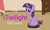 Size: 405x247 | Tagged: safe, artist:forgalorga, edit, twilight sparkle, pony, robot, robot pony, unicorn, g4, behaving like a cat, not for sale, ponies riding roombas, riding, roomba, text, twilight cat, unicorn twilight, vacuum cleaner, wingless, wingless edit