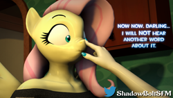 Size: 2880x1620 | Tagged: safe, artist:shadowboltsfm, fluttershy, rarity, anthro, plantigrade anthro, g4, 3d, boop, clothes, cute, dialogue, eyelashes, high res, nail polish, source filmmaker, surprised, sweater