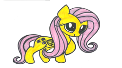 Size: 3262x1839 | Tagged: safe, artist:modernlisart, fluttershy, pegasus, pony, g4, cute, female, solo, traditional art