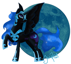 Size: 800x719 | Tagged: safe, artist:themoonfall, nightmare moon, alicorn, pony, g4, blue moon, female, solo