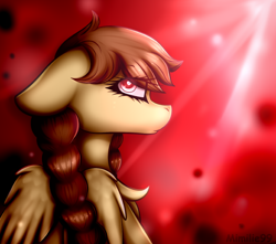Size: 800x707 | Tagged: safe, artist:mimihappy99, oc, oc only, oc:vertigo, pegasus, pony, brown mane, bust, female, hair over eyes, looking at you, mare, one ear down, pegasus oc, pink eyes, portrait, simple background, solo, tan coat, wings