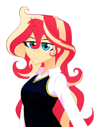 Size: 2448x3264 | Tagged: safe, artist:xan-gelx, sunset shimmer, equestria girls, g4, bust, clothes, female, high res, simple background, solo, suit, transparent background