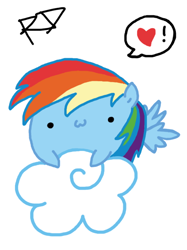 Size: 570x764 | Tagged: safe, artist:moonpaths, rainbow dash, pony, g4, chubbie, cloud, female, heart, solo