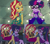 Size: 1218x1084 | Tagged: safe, screencap, bulk biceps, sci-twi, sunset shimmer, trixie, twilight sparkle, cheer you on, equestria girls, g4, my little pony equestria girls: better together, my little pony equestria girls: legend of everfree, bare shoulders, blushing, canterlot high, crystal gala dress, drink, equestria girls season 2, female, geode of empathy, geode of telekinesis, implied flashimmer, implied shipping, implied straight, implied timbertwi, magical geodes, offscreen character, sleeveless, smiling, strapless