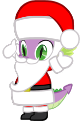 Size: 684x1024 | Tagged: artist needed, safe, spike, dragon, g4, beard, belly, belt, boots, christmas, clothes, costume, facial hair, fake beard, hat, holiday, male, mittens, santa beard, santa claus, santa costume, santa hat, shoes, simple background, solo, transparent background, vector