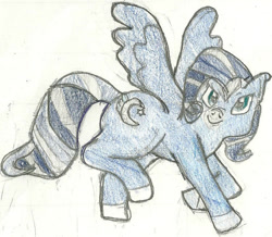 Size: 829x723 | Tagged: safe, artist:thewolfpack15, oc, oc only, oc:silver night, pegasus, pony, pegasus oc, solo, traditional art, wings