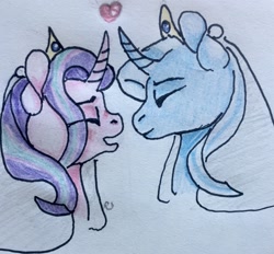 Size: 2583x2397 | Tagged: safe, artist:rotten-jaws, starlight glimmer, trixie, pony, unicorn, g4, female, high res, lesbian, ship:startrix, shipping, traditional art