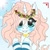 Size: 1080x1080 | Tagged: safe, artist:_wulfie, oc, oc only, oc:angel paw, pony, unicorn, blushing, bust, camera shot, clothes, cloud, fangs, floral head wreath, flower, heart eyes, horn, jewelry, necklace, smiling, socks, solo, striped socks, sun, unicorn oc, wingding eyes