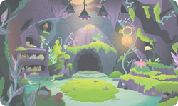 Size: 954x572 | Tagged: safe, gameloft, g4, my little pony: magic princess, background, cave, indoors, moss, no pony, plant, resource, river, scenery