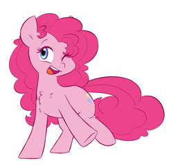 Size: 1648x1567 | Tagged: safe, artist:chub-wub, pinkie pie, earth pony, pony, g4, adorable face, chest fluff, cute, diapinkes, female, mare, one eye closed, open mouth, simple background, solo, white background, wink