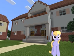 Size: 2048x1536 | Tagged: safe, artist:bluemeganium, artist:topsangtheman, cloud kicker, pegasus, pony, g4, female, house, looking at you, minecraft, photoshopped into minecraft, solo