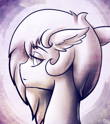 Size: 2309x2598 | Tagged: safe, artist:glitteronin, oc, oc only, oc:nocturne, pony, bust, floppy ears, head, high res, looking back, solo