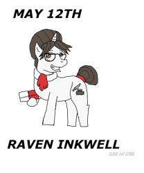 Size: 1000x1200 | Tagged: safe, artist:eunos, raven, pony, unicorn, g4, ascot, female, glasses, hair bun, mare, paperwork, scroll, simple background, solo, transparent background