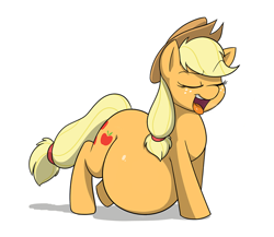 Size: 2534x2202 | Tagged: safe, artist:mickeymonster, applejack, earth pony, pony, g4, abdominal bulge, belly, big belly, cropped, female, fetish, high res, huge belly, implied vore, open mouth, predajack, tongue out