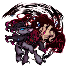 Size: 2953x3111 | Tagged: safe, artist:alts-art, fhtng th§ ¿nsp§kbl, oleander (tfh), classical unicorn, pony, unicorn, them's fightin' herds, book, cloven hooves, community related, duo, high res, horn, leonine tail, simple background, transparent background, unicornomicon, unshorn fetlocks