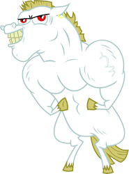 Size: 3777x5112 | Tagged: safe, artist:nero-narmeril, bulk biceps, pegasus, pony, g4, rainbow falls, absurd resolution, bipedal, ear piercing, earring, flexing, jewelry, male, piercing, simple background, solo, transparent background, vector, vein