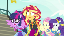 Size: 1920x1080 | Tagged: safe, screencap, fluttershy, rarity, sci-twi, sunset shimmer, twilight sparkle, human, cheer you on, equestria girls, g4, my little pony equestria girls: better together, female, geode of empathy, magical geodes, sleeveless wings