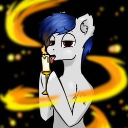 Size: 1024x1024 | Tagged: safe, artist:dark_nidus, oc, oc only, oc:ponywka, pony, candle, fire, looking at you, male, solo