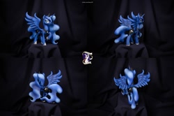 Size: 1600x1065 | Tagged: safe, artist:shuxer59, artist:soulscapecreatives, princess luna, rarity, alicorn, pony, g4, craft, cute, female, mare, raised hoof, sculpture, spread wings, wings
