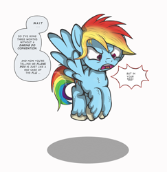 Size: 1456x1496 | Tagged: safe, artist:perfectblue97, rainbow dash, pegasus, pony, g4, angry, censored vulgarity, chest fluff, hoof fluff, simple background, speech bubble, white background