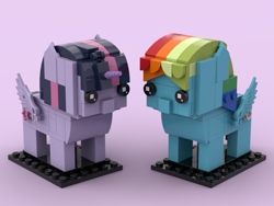 Size: 800x600 | Tagged: safe, rainbow dash, twilight sparkle, alicorn, pegasus, pony, unicorn, g4, brickheadz, female, irl, lego, legobrickheadz, photo, toy, twilight sparkle (alicorn)