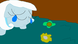 Size: 1280x720 | Tagged: safe, artist:rose80149, edit, oc, oc only, oc:snowdrop, pegasus, pony, pony puppy, crying, sad, solo