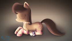 Size: 3456x1944 | Tagged: safe, artist:cosmikvek, octavia melody, earth pony, pony, g4, clothes, dream theater, earbuds, eyes closed, female, ipod, simple background, smiling, socks, solo, striped socks