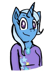 Size: 581x797 | Tagged: safe, artist:princessmuffinart, trixie, unicorn, anthro, g4, female, looking at you, simple background, smiling, solo
