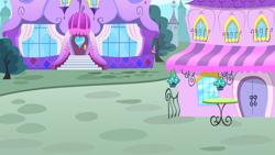 Size: 1136x640 | Tagged: safe, gameloft, g4, my little pony: magic princess, background, building, no pony, outdoors, resource, table, tree