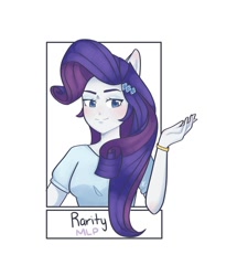 Size: 1080x1253 | Tagged: safe, alternate version, artist:narvipi, rarity, equestria girls, g4, bracelet, bust, clothes, female, hairclip, jewelry, ponied up, simple background, solo, white background