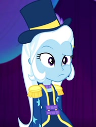 Size: 540x715 | Tagged: safe, screencap, trixie, equestria girls, equestria girls series, g4, spring breakdown, spoiler:eqg series (season 2), cropped, cute, diatrixes, epaulettes, female, hat, magician outfit, solo, top hat