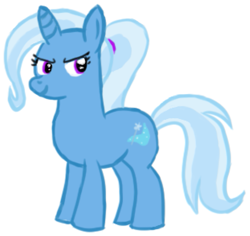 Size: 623x587 | Tagged: safe, artist:captain tortoise, trixie, pony, unicorn, g4, alternate hairstyle, cute, female, ponytail, simple background, solo