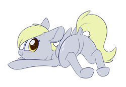 Size: 1306x904 | Tagged: safe, artist:dusthiel, derpy hooves, pegasus, pony, g4, blushing, bubble butt, butt, cute, derpabetes, dock, featureless crotch, female, looking back, mare, plot, profile, rear view, simple background, solo, transparent background